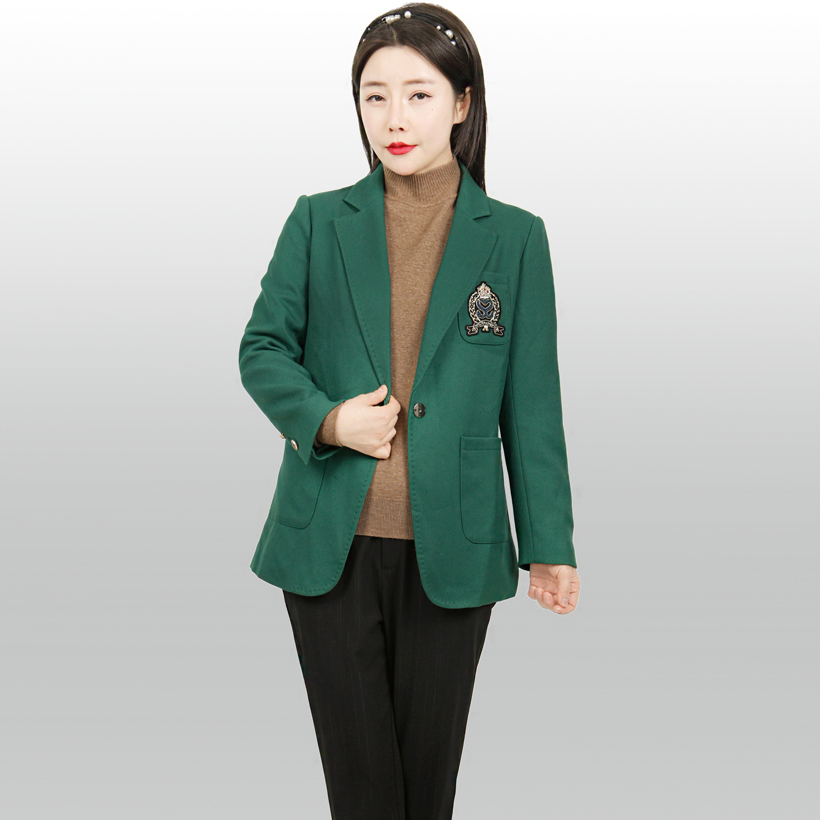 2024春新款汉派女装气质通勤英伦风一粒扣休闲百搭短款小西装外套