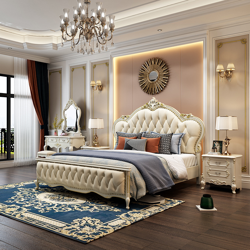 Beige modern and minimalistic furniture from natural wood for double…