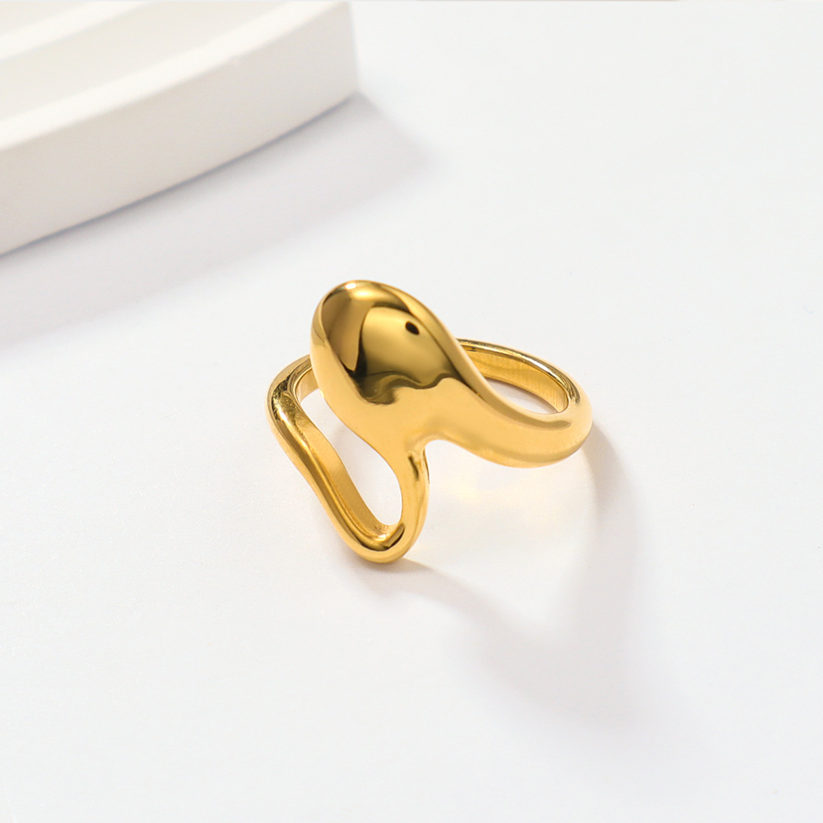 10g Weight Ion Plating (IP) Gold Plating Process Rings Classification 6, 7, 8 Ring Size 1 Piece Quantity Holiday, Daily Occasion 316 Stainless Steel Material Geometric Pattern Women's Gender Irregular, Plating Design Lady Style 316 Stainless Steel Ion Plating (IP) Geometric Lady Rings For Women's 2