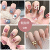 Removable fake nails, nail stickers for nails with bow for manicure, ready-made product, french style