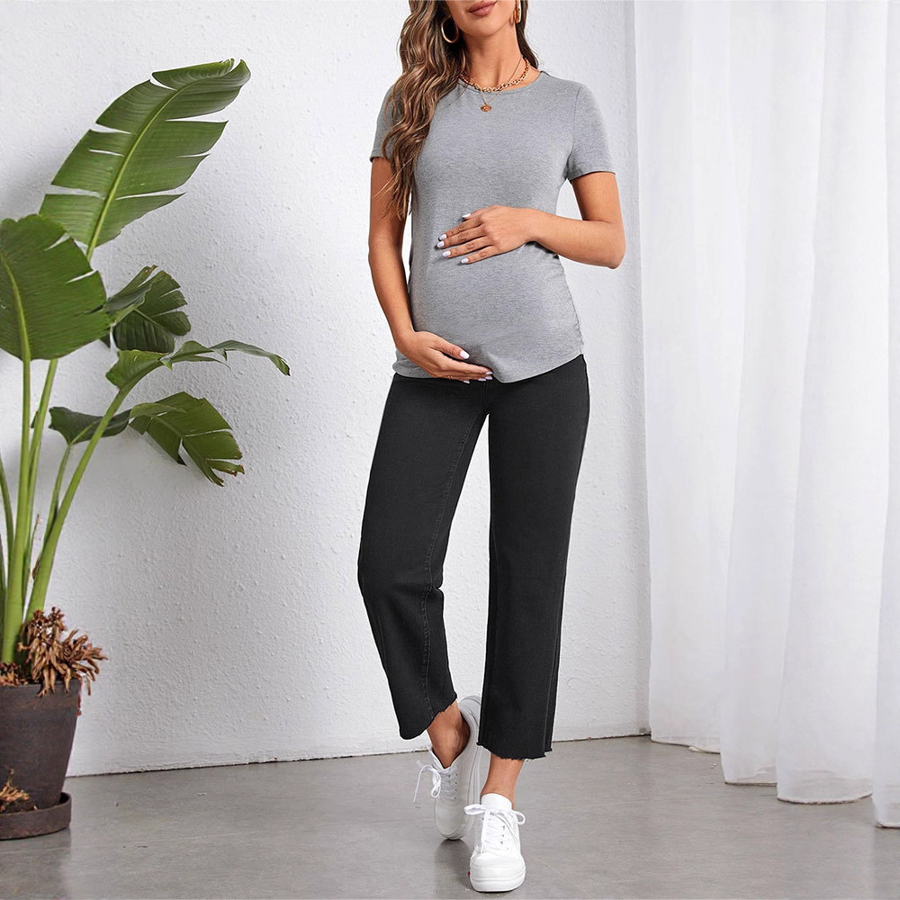 New European and American Cross-Border Autumn and Winter Maternity Jeans High-Waisted Belly-Supporting Butt-Lifting Stretchy Amazon Maternity Pants Women's Clothing