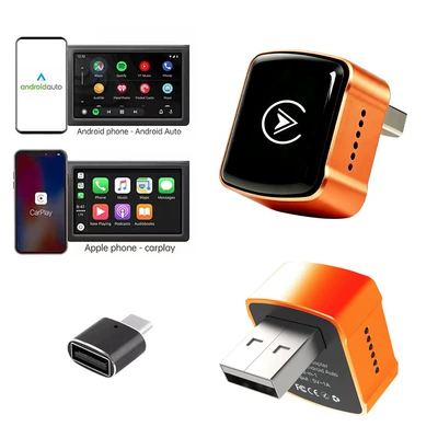 for in-car connectivity, Simsiz CarPlay və Android Auto - k8-orange-adapter-overseas-version