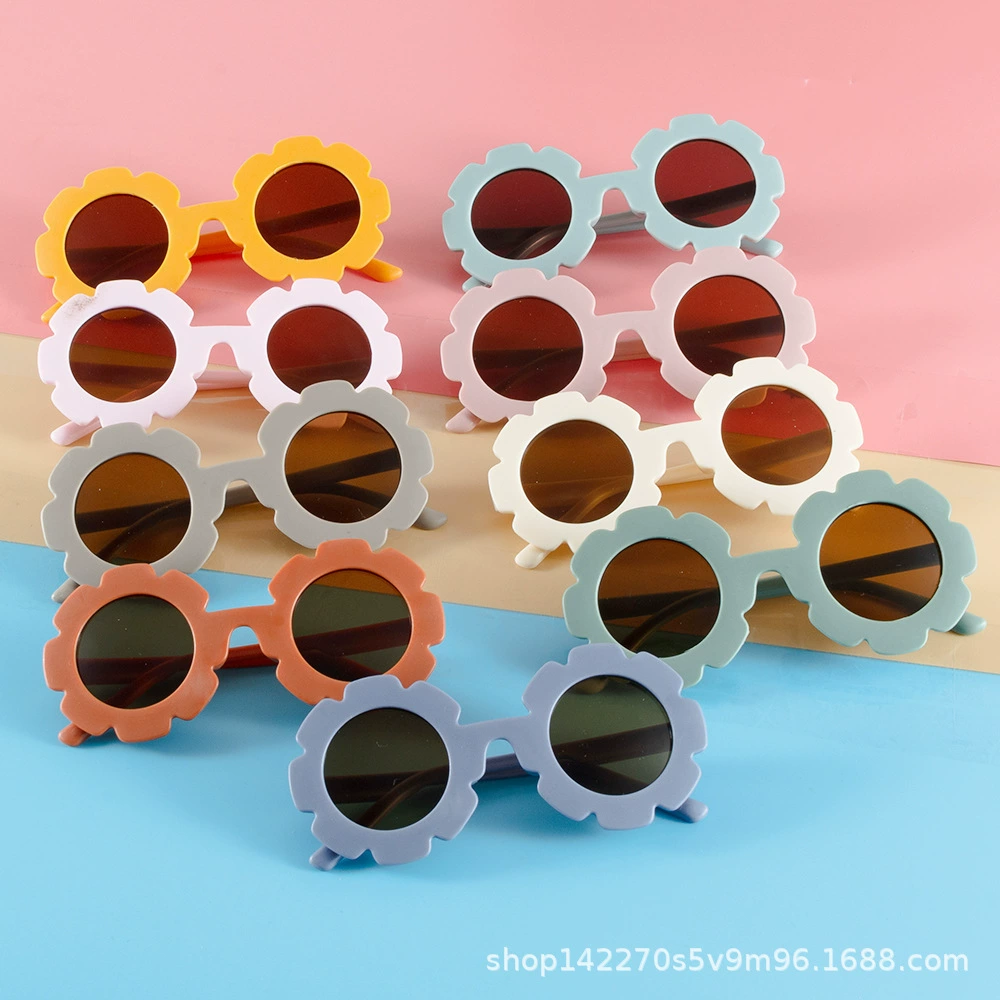 Children's cute sunglasses solar-powered flower-shaped, glasses, UV protection, flowered