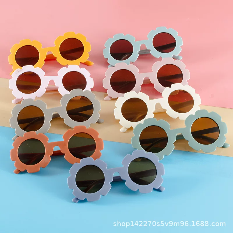 Children's cute sunglasses solar-powered flower-shaped, glasses, UV protection, flowered