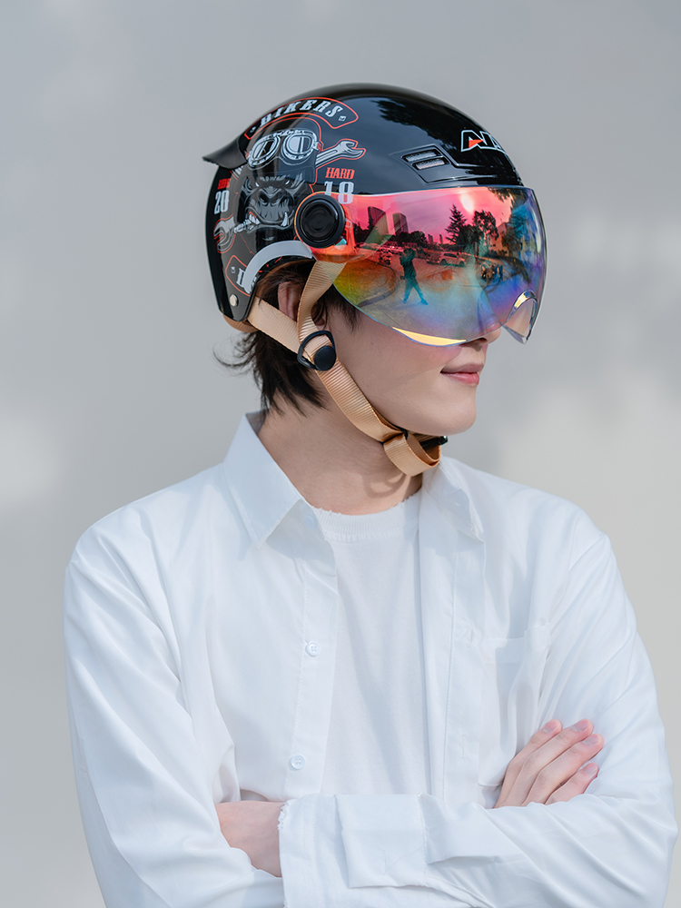Motuoche Ai Lion Electric Motorcycle Helmet Men's Summer Sunscreen Breathable Half Helmet (Auto Parts and Accessories) - one-size-the-following-link-is-one-size-adjustable-head-circumference-54-60cm
