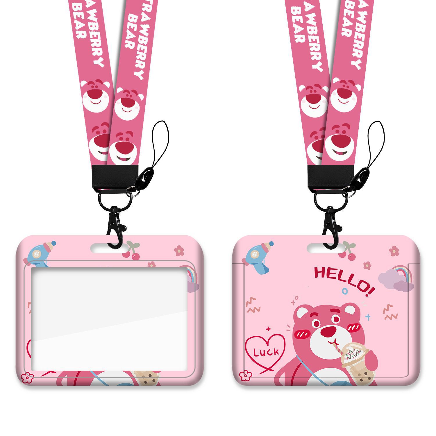 Cordón de dibujos animados Halter tarjeta horizontal cubierta de la tarjeta Bus ciudadano comida tarjeta anti-perdida transferencia insignia tarjeta escolar oso estilo de celebridad de Internet