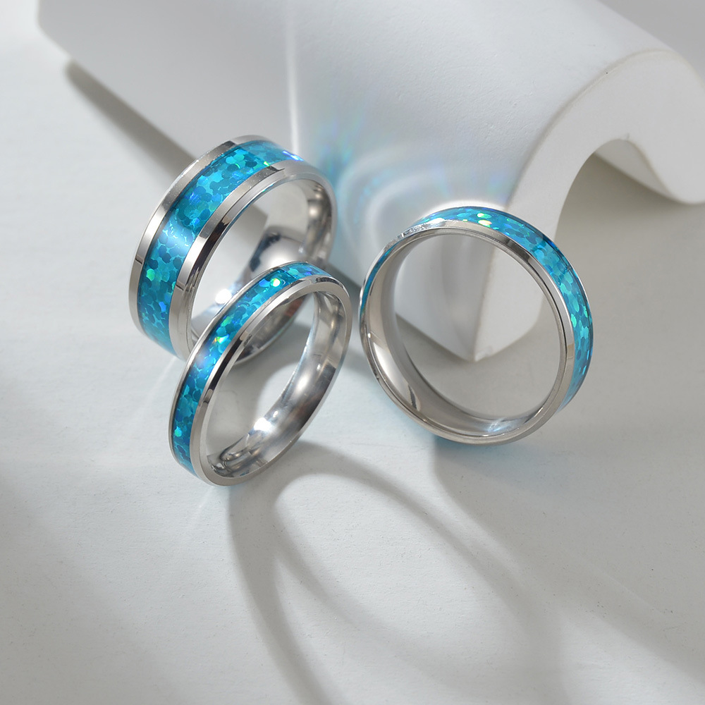 40g Weight Fashion Round 201 Stainless Steel Enamel Unisex Rings