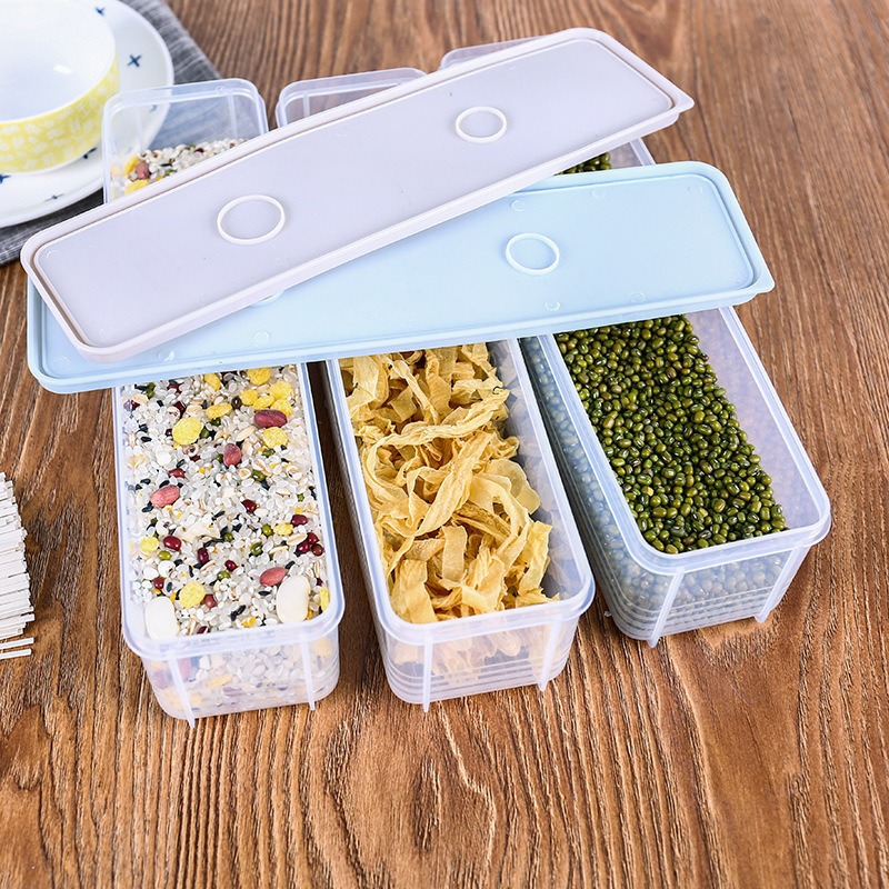 Contenedor de almacenamiento de granos para cocina de gran capacidad con tapa, caja sellada para fideos, caja rectangular para almacenamiento en refrigerador, caja de plástico a prueba de polvo