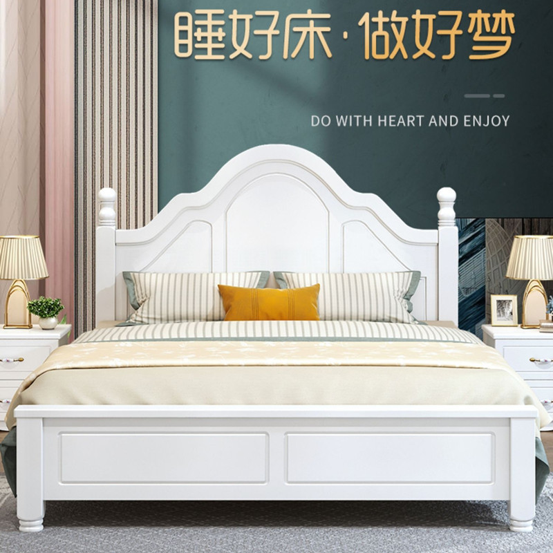 Factory Outlet Solid Wooden Bed Modern Simple 1.8 m European Master Bedroom Double Bed 1.5 m Single Bed for Rental Room