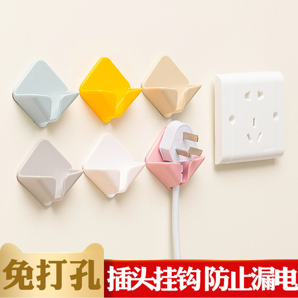 Patent plug hook punch-free powerful power transparent paste wire kitchen socket storage rack creative Wholesale