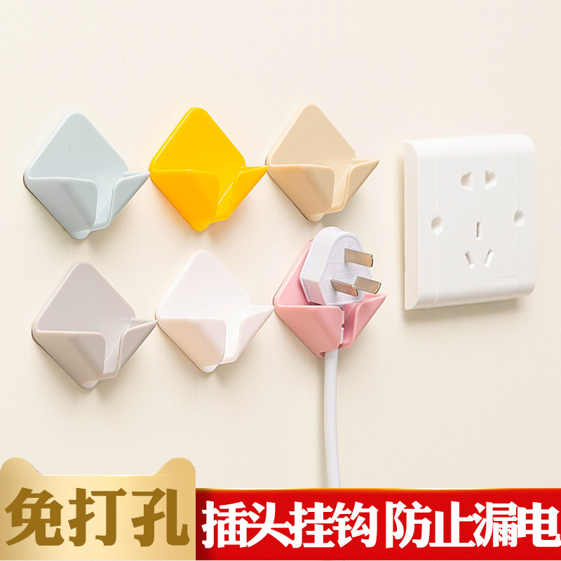 Patent plug hook punch-free powerful power transparent paste wire kitchen socket storage rack creative Wholesale Patent plug hook punch-free powerful power transparent paste wire kitchen socket storage rack creative Wholesale