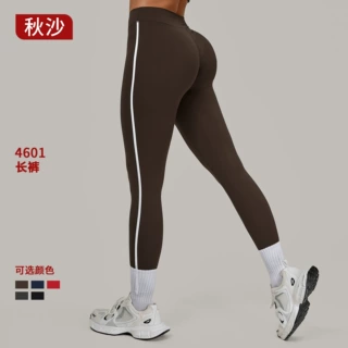 撞色拼接跑步速干健身裤透气外穿紧身运动裤高腰提臀瑜伽裤女4601
