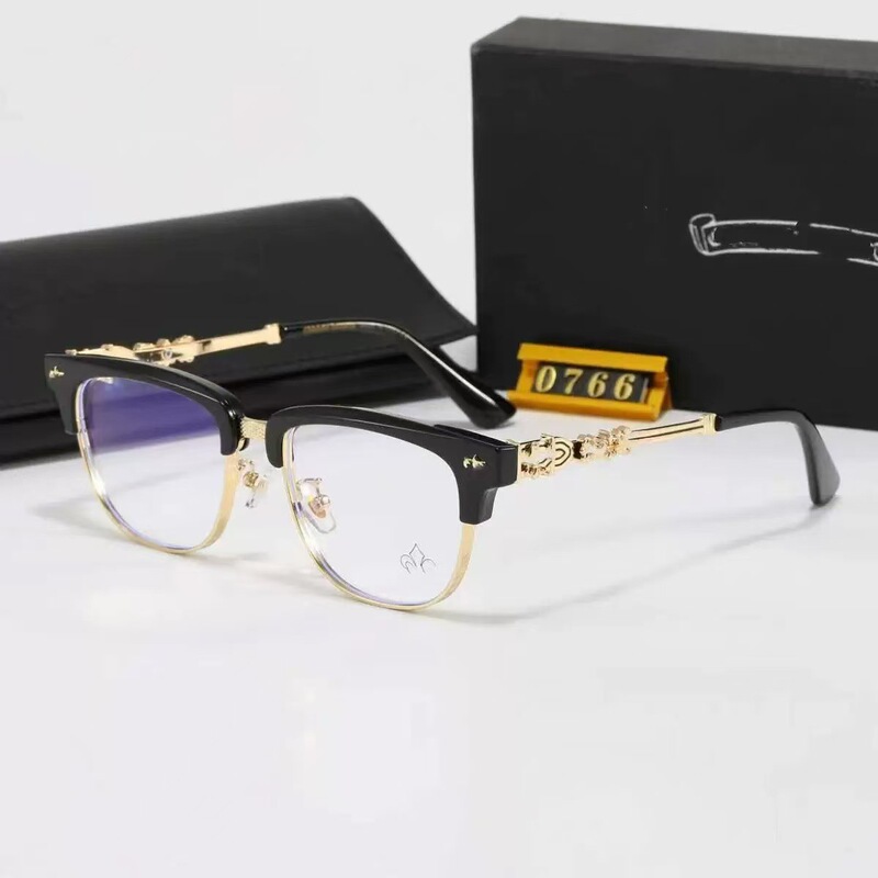Croco-Style Glasses, Plain Glasses, Fashionable Eyeglass Frames, Vintage Carved Half-Frame, Stylish for Men and Women, Blue Light Blocking 0766