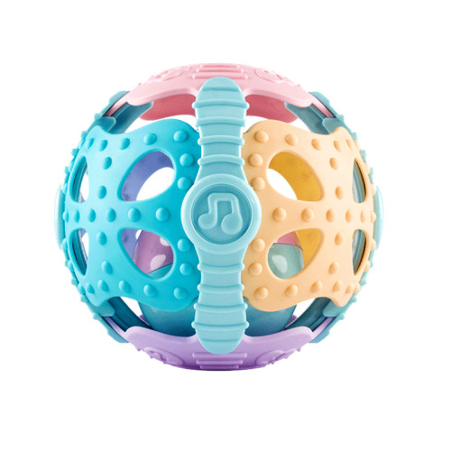 Infant hand-grabbing rattle fitness educational soft rubber ball bell ring chewable toy infant baby early education play