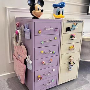 Wrought Iron Storage Cabinet Living Room Bedroom Girl's Multi-Layer Drawer Cabinet Girl's Cute Drawer Cabinet Floor-to-Floor Combination Locker
