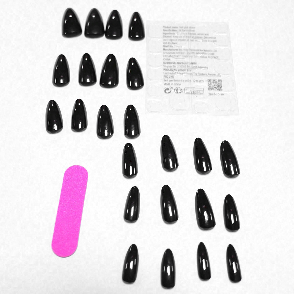 Parche de manicura transfronterizo 24 piezas de uñas cortas de almendra desgaste desmontable parche de manicura negro sólido