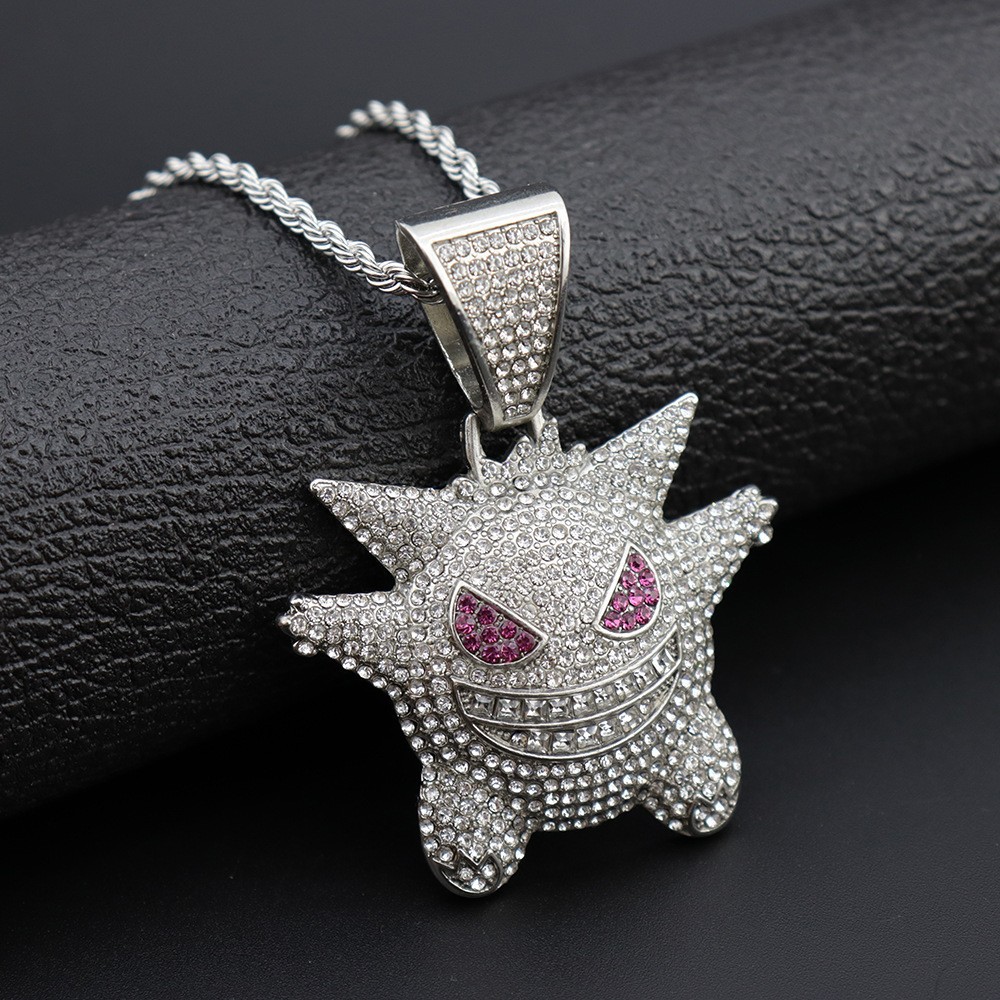 Personalidad europea y americana hiphop Pokemon elfo anime mascota elfo gungghost colgante de aleación collar de hip-hop