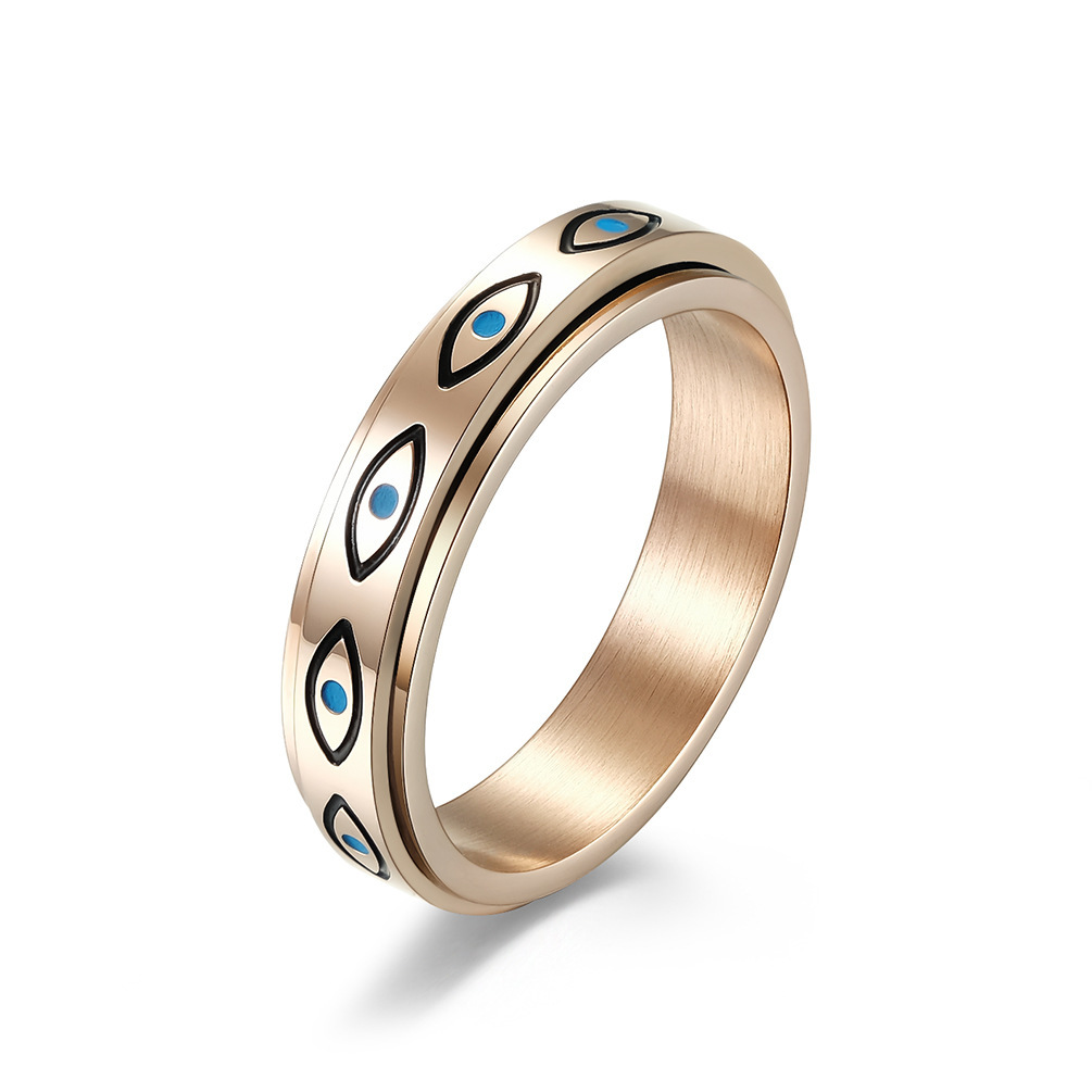 Cross-border Amazon Horus ojo anillo giratorio de acero inoxidable para aliviar la ansiedad nicho joyería personalizada