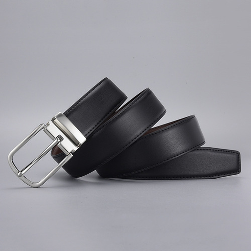 Belt Wholesale Business Pin Buckle Men's Genuine Leather Belt Men's Belt Clip Two-Layer Cow Leather Belt Men's Genuine Leather