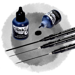 Guangna waterproof needle pen special ink black quick-drying drawing grade refillable hook pen refill wholesale