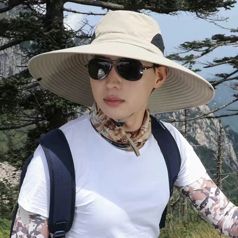 帽子男士夏季新款户外钓鱼登山垂钓透气遮阳大檐渔夫帽防晒太阳帽|undefined