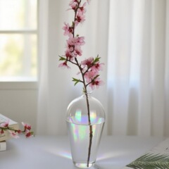 中国のレトロな透明なガラスの水耕花瓶、折れた枝、小さな口のフラワーアレンジメント、禅の古典的な浄化ボトルの装飾品、梅のボトル
