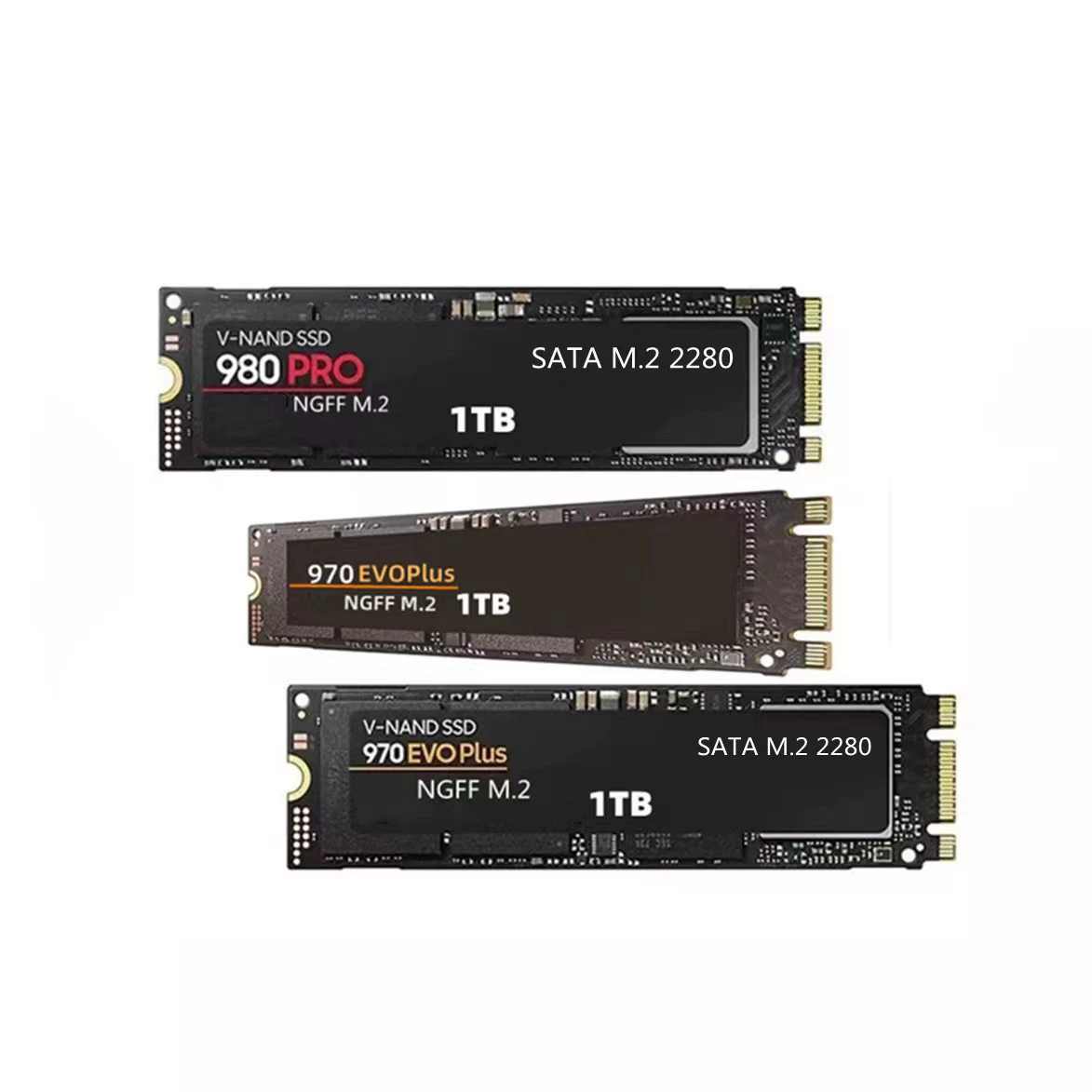 NGFF M.2 SSD 970 EVO Plus / 980 Pro / 990 Pro, 1–4 TB, M.2 2280, до 550 МБ/с