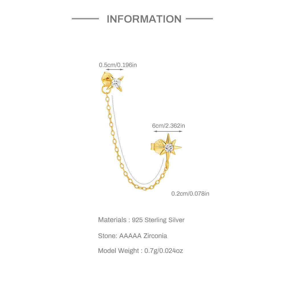 Zircon Inlay Material 925 Sterling Silver Zircon Chain Inlay Geometric Earrings Necklace