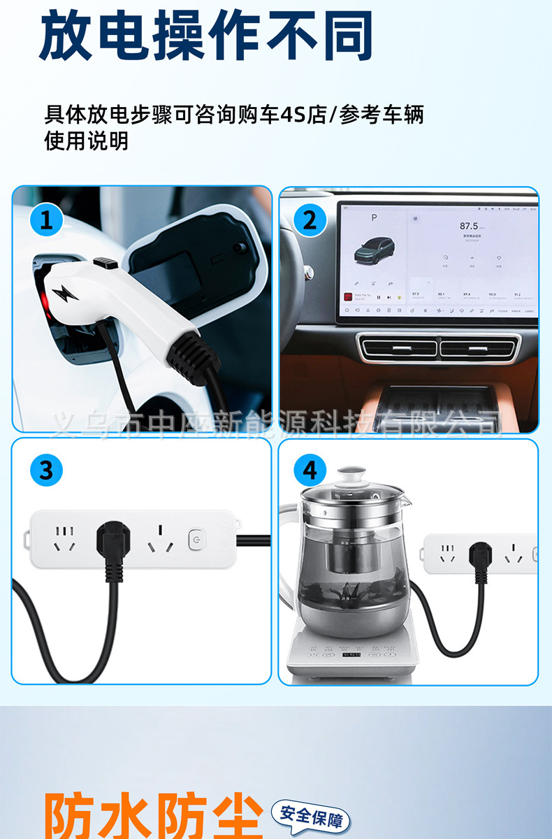 Discharge Gun for New Energy Vehicles, Outdoor Charging Power Strip, High Power, Suitable for Byd, Aito, Star Wish, Xiaomi, Universal