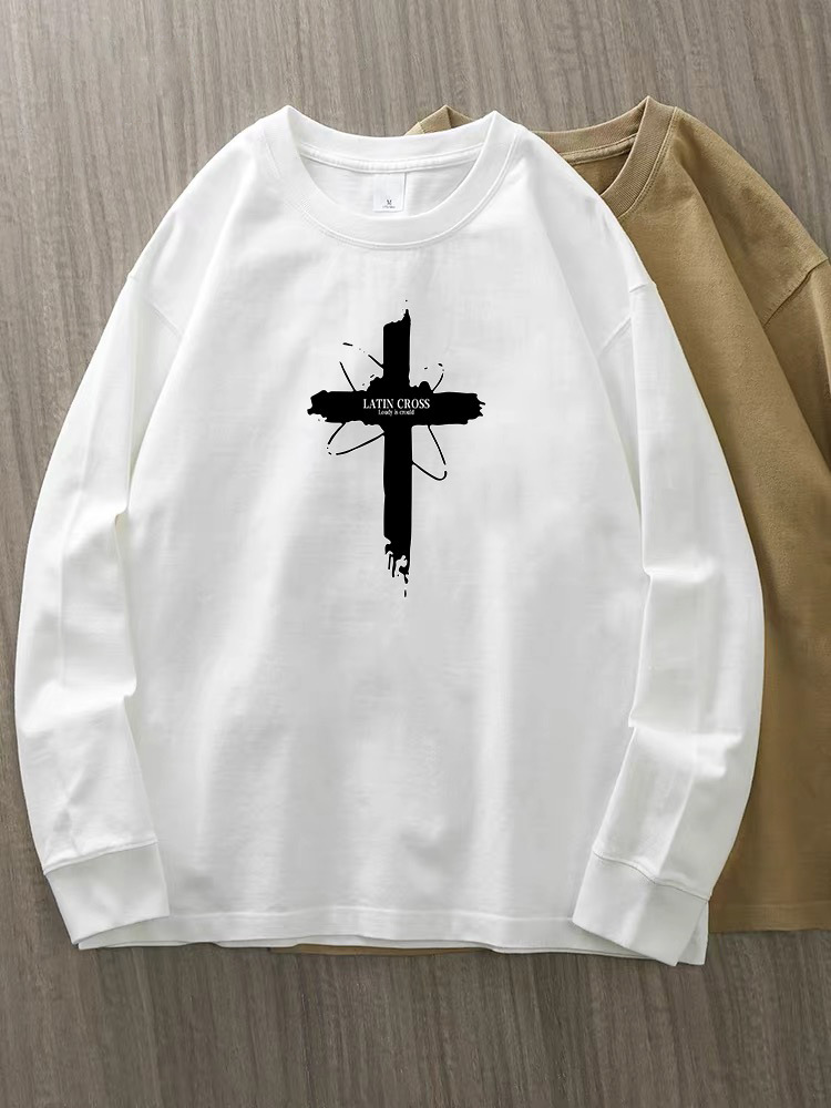 230g 100% algodón de alta gama camiseta de mujer de manga larga primavera y otoño nuevo estilo coreano camiseta de cuello redondo para mujeres