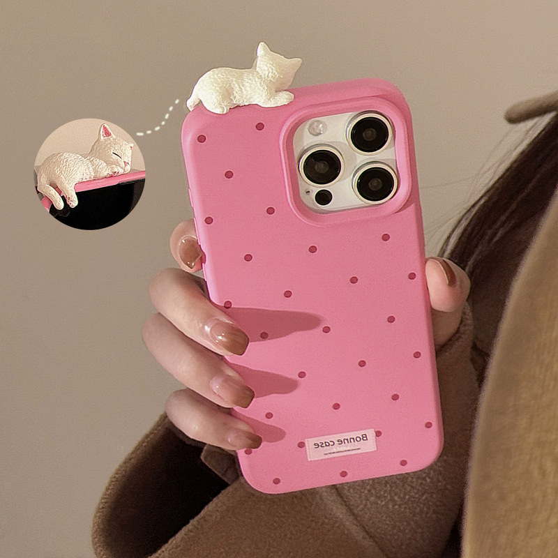 かわいい立体的な猫の指紋防止iPhone 17ケース、Apple 16、15 Pro Max対応、シンプル|undefined
