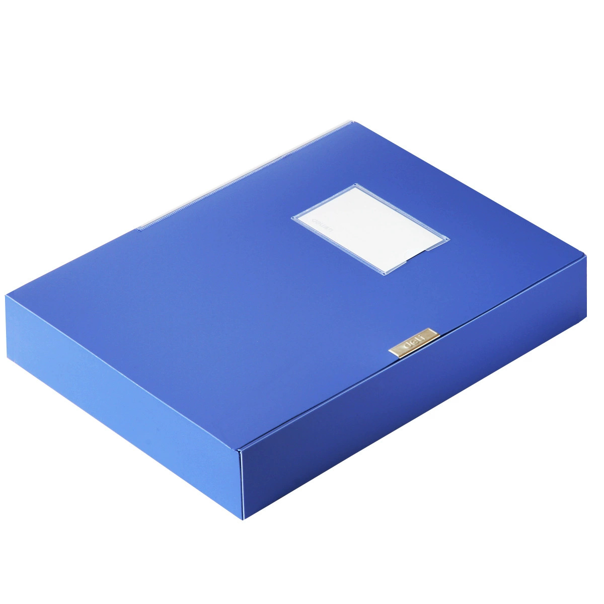 Box for documents Deli 5683, 55mm sticky A4 storage box, blue plastic file box, voucher box