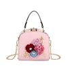 Small clutch bag from pearl, chain on chain, shoulder bag, 2022 collection, Korean style, flowered, food bag