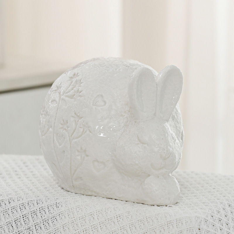 Nórdico abstracto pascua adorable conejo decoración animal blanco minimalista cerámica hogar al por mayor transfronterizo