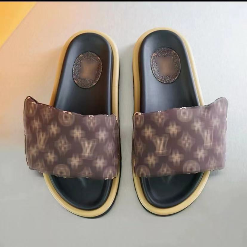 2025 burro pantuflas mujer velcro fondo grueso arrastre rojo verano relieve plano cuero pareja playa