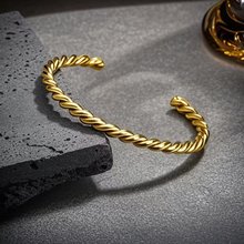 欧美个性潮流ins风螺旋麻花流行手环不锈钢 网红夸张新款镀金手镯