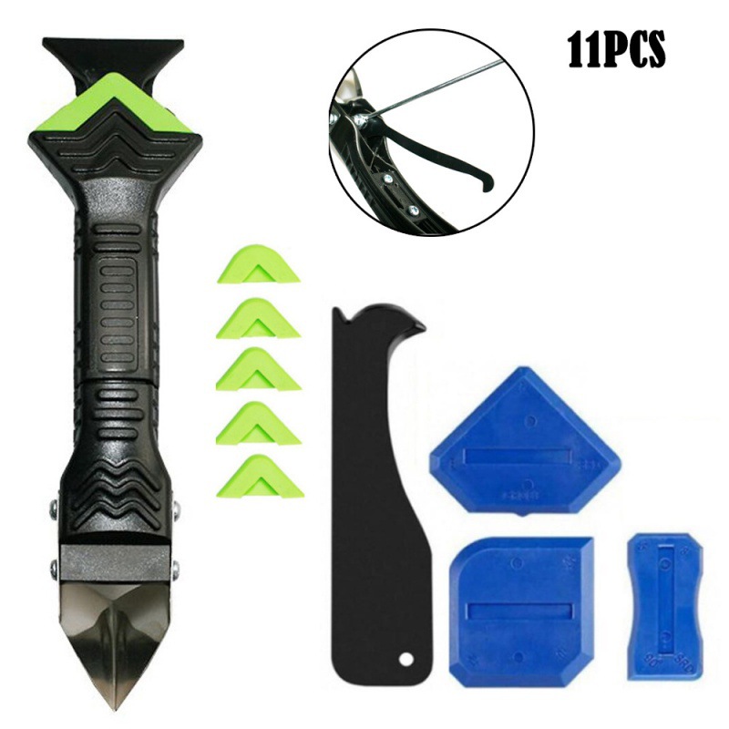 11件填缝5合一金属钩刀刮板刮刀接头密封窗户厨房浴室水