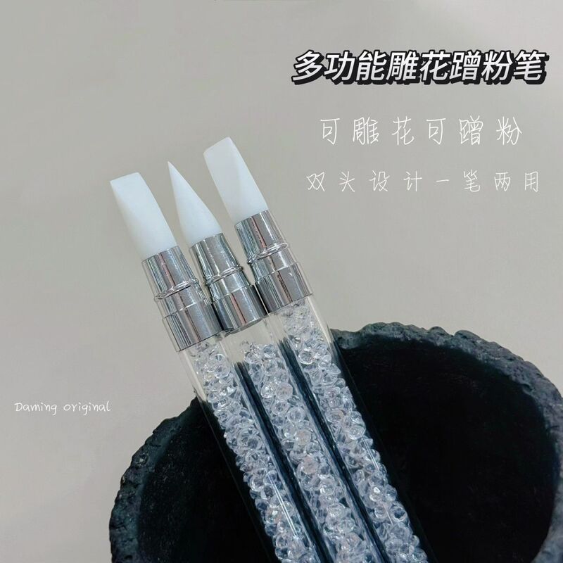 Manicure Silicone Double-Ended Embossing Pen Nail Decal Sticker Carved Flower Smudged Press Stick Magic Mirror Powder Stick Brush Tool Manicure Silicone Double-Ended Embossing Pen Nail Decal Sticker Carved Flower Smudged Press Stick Magic Mirror Powder Stick Brush Tool