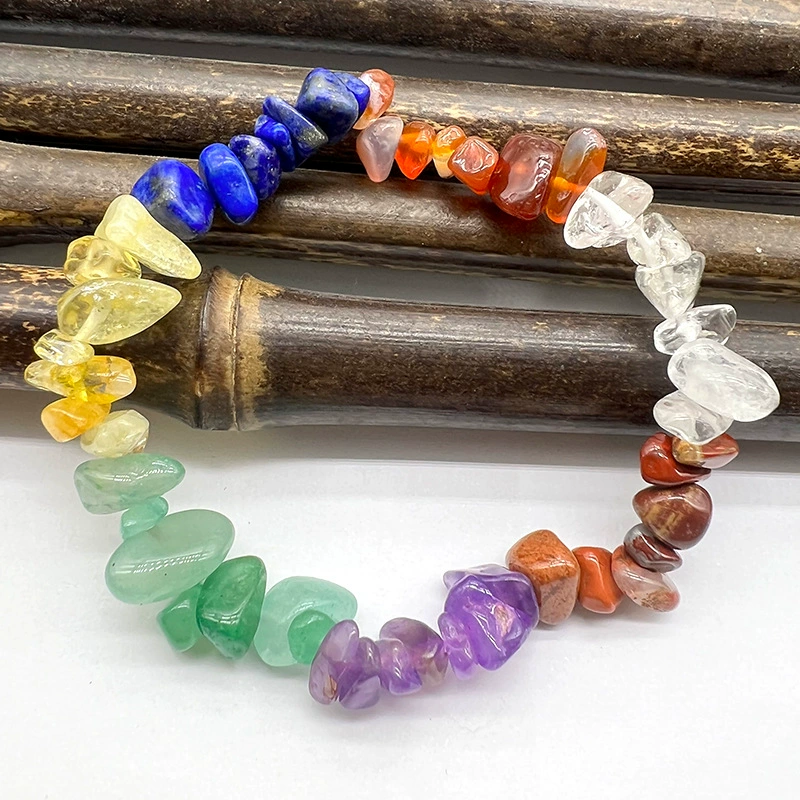 5-7 мм Макадам натуральный кристалл минеральный необработанный камень браслет Нерегулярные Красочные эластичные веревки браслет подарок ювелирных изделий