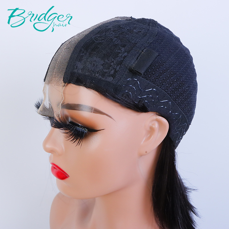 2*6 no glue glueless double draw BOB new black back net human hair wig_voghion.com