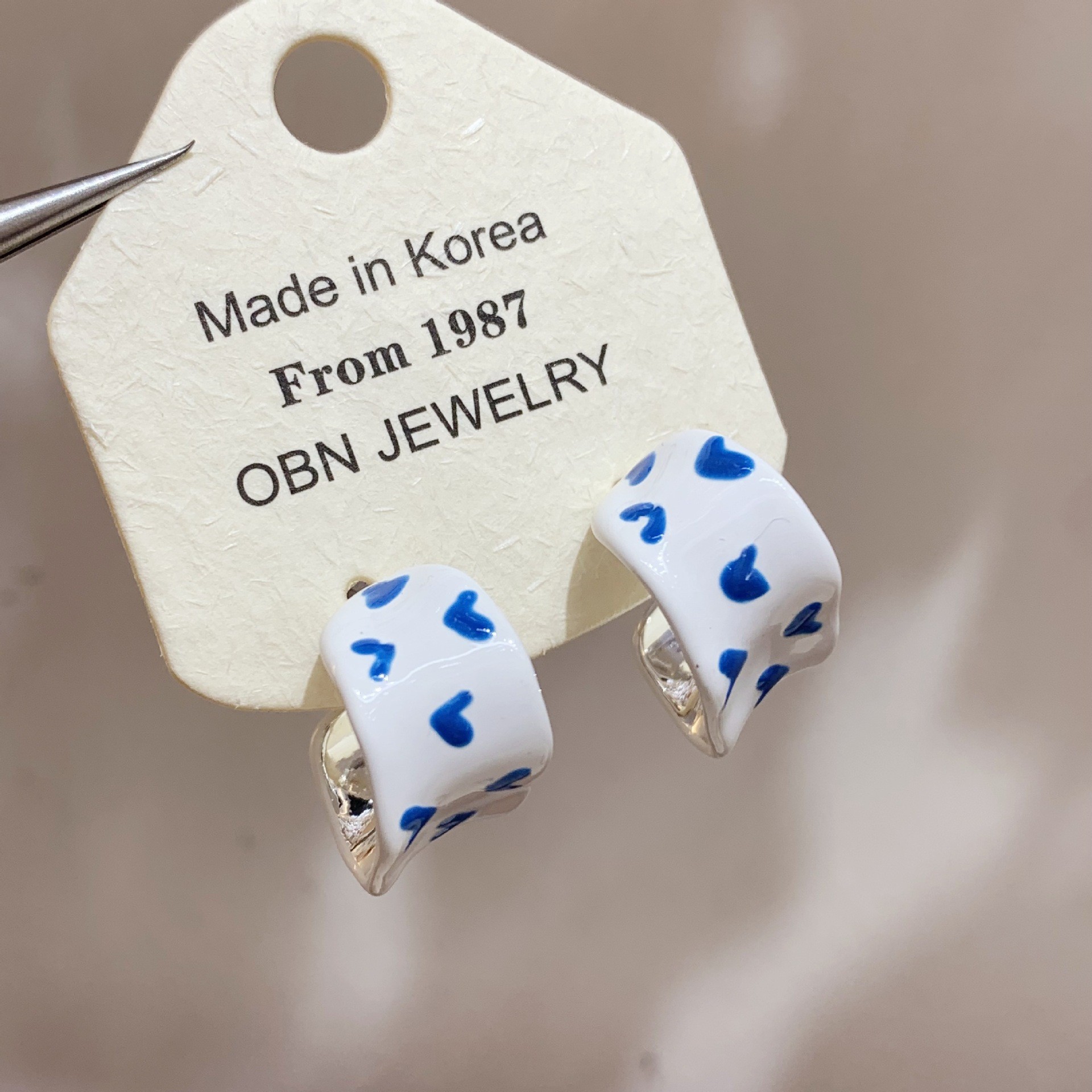 H0624A 블루 도트 귀걸이