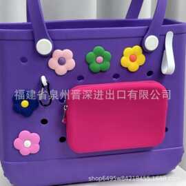 5色花+bogg包的装饰挂饰洞洞包配件配饰硅胶扩容收纳包拉链防尘