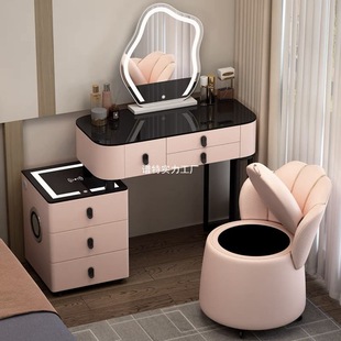 Solid Wood Smart Dressing Table Wireless Charging Light Luxury Nordic Bedroom Dressing Table Modern Simple Multifunctional Makeup