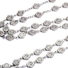 跨境外贸复古银合金金属珠项链十字架项链用品批发