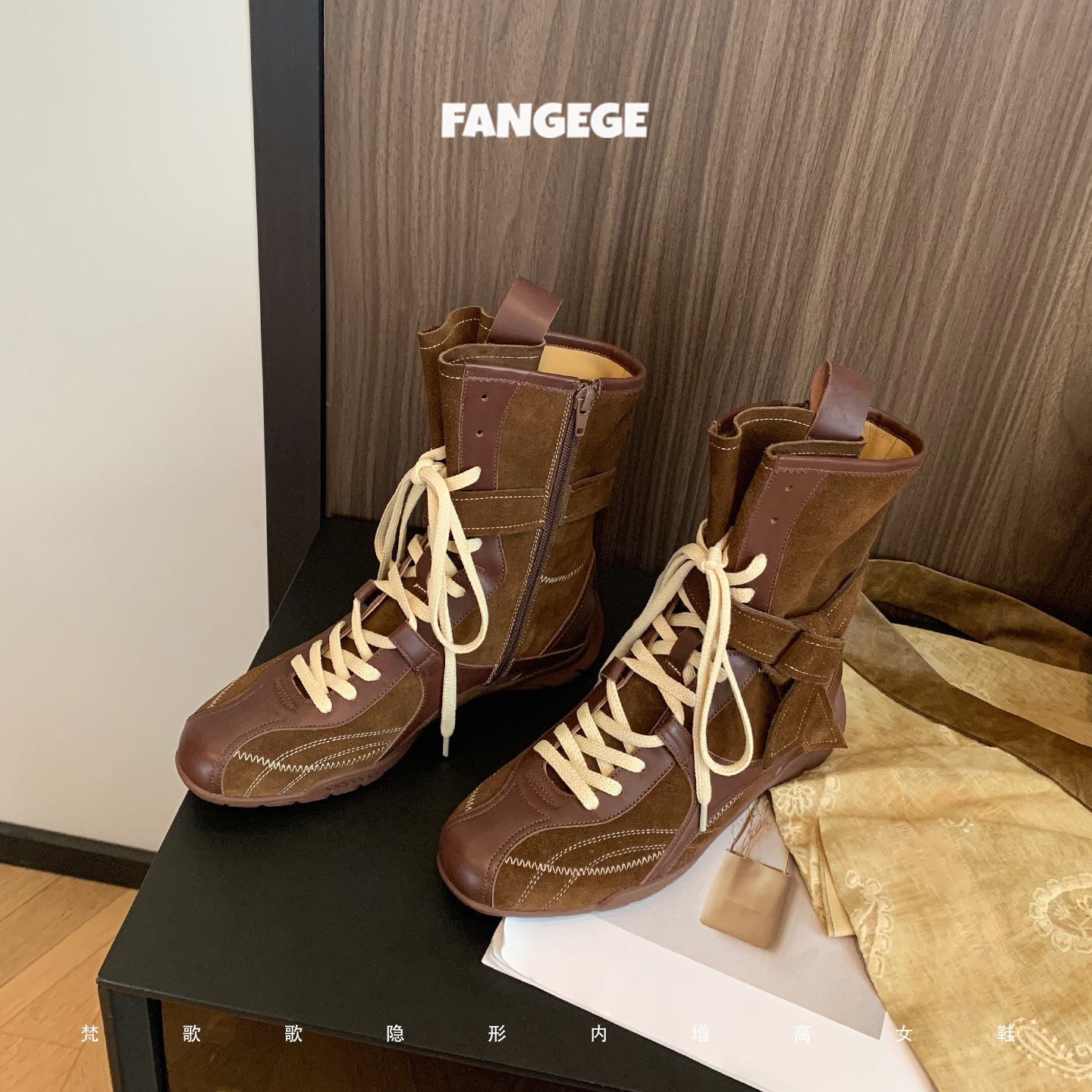 Cowhide Version ~ Flats Boots 2025 New Boxing Boots Nubuck Leather Lace-Up Short Boots Moral Training Boots Hong Kong Style Women's Style