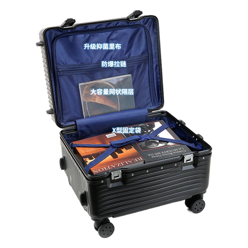 Maleta con Ruedas Universales en Forma de Taburete, Elegante Diseño de 18 Pulgadas, con Marco de Aluminio, Candado de Combinación, Ideal para Estudiantes, Unisex, para Viajes.