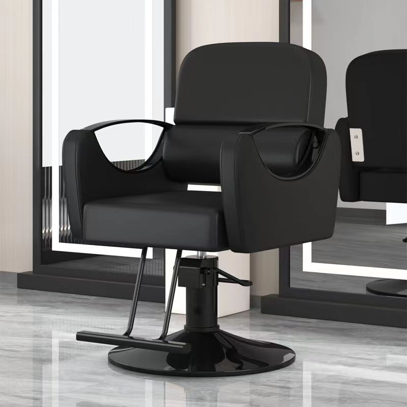 Silla de peluquería, peluquería, barbería, asiento giratorio, silla de corte de pelo simple de acero inoxidable, silla elevadora de afeitado inclinable