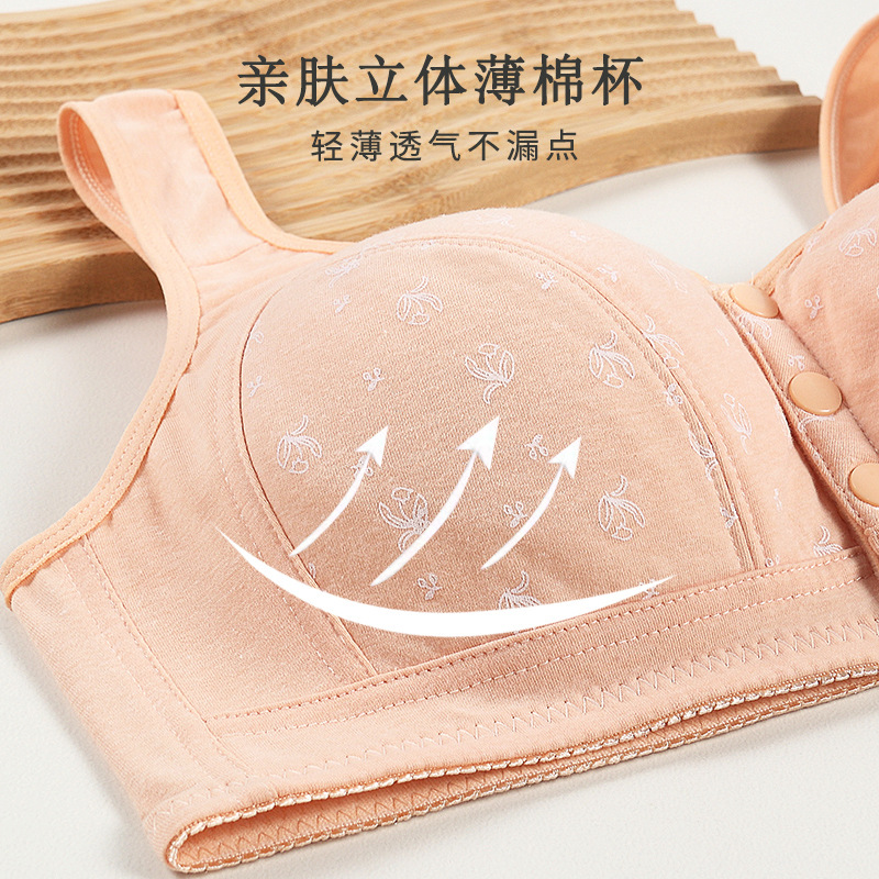 中高年のお母さんのブラジャーの運動は鋼の輪のプリントの前で薄いタイプの下着の女性の綿のブラジャーの大きいサイズの下着がありません。
