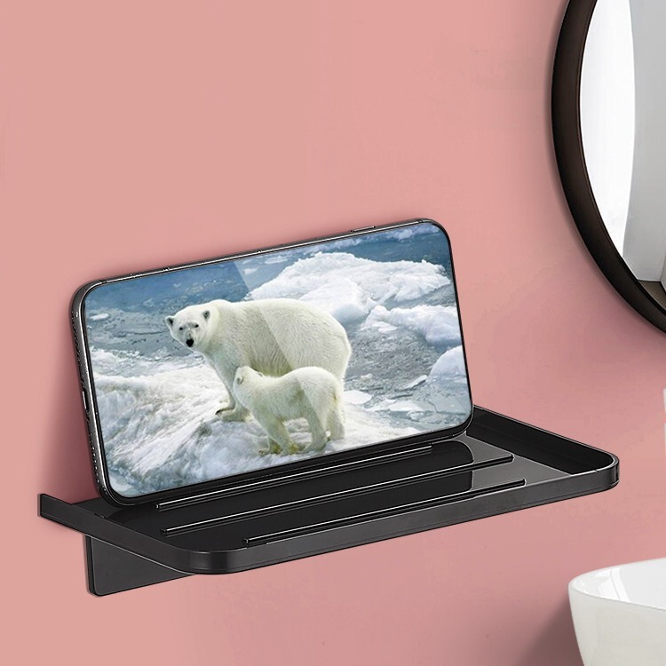 Toilet Shelf for Mobile Phone Without Punching, Bathroom Bathroom Storage Rack, Bathroom Wall Partition Bedside Tray