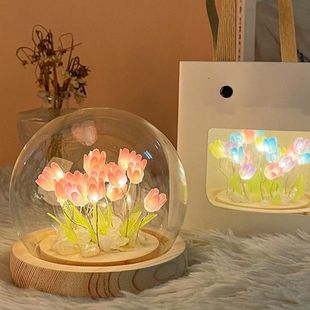 Tulip Flower Sea Night Light Ornament DIY Birthday Gift for Girlfriends Atmosphere Lamp Graduation Children's Day